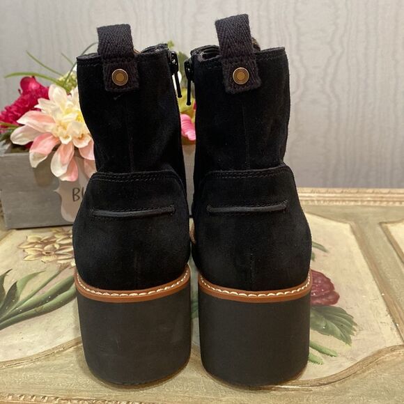 Naturalizer Dara Suede Canvas Lug Sole Ankle Combat Boots Black Sz 9W - Picture 8 of 14